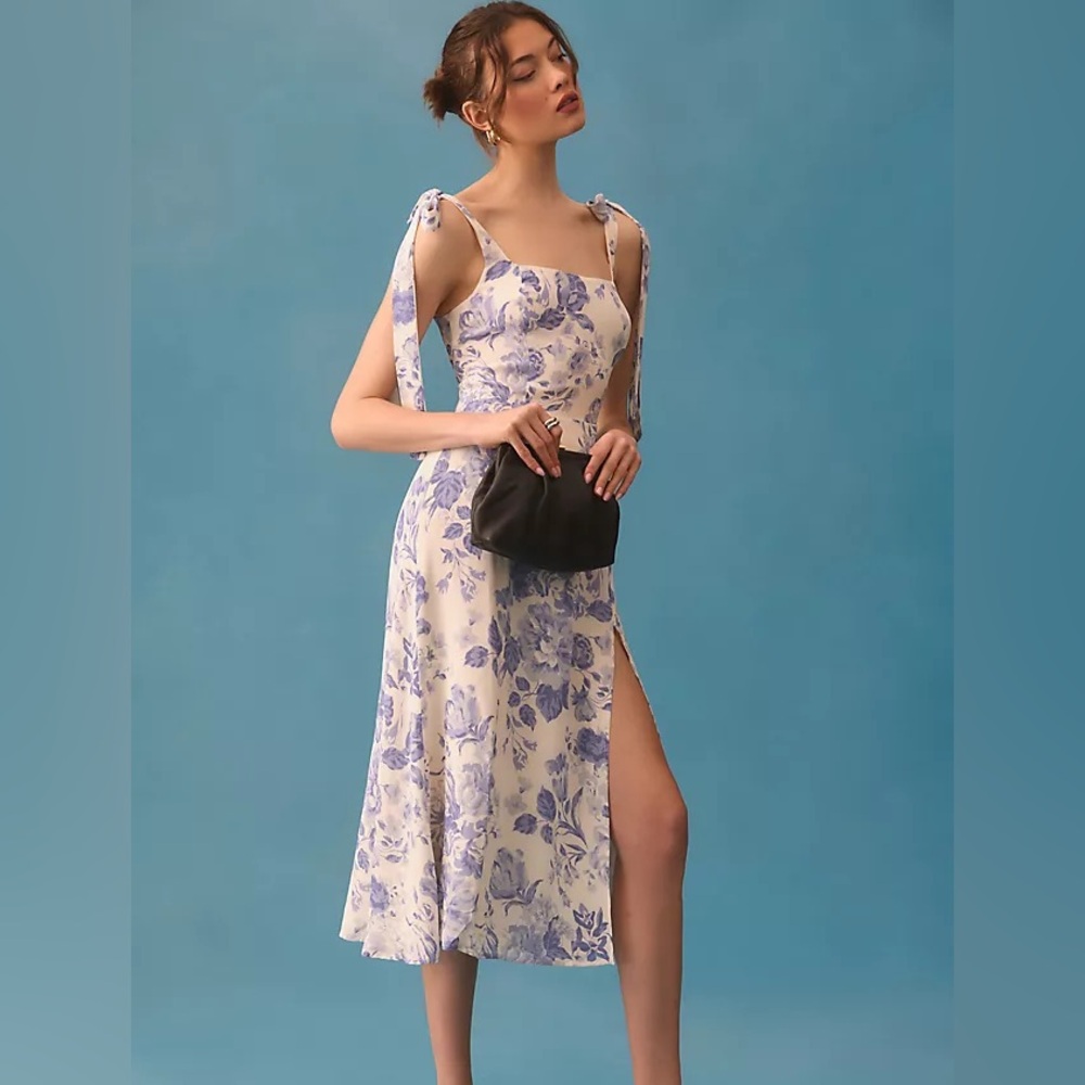 Reformation Twilight Dress Es Lucerne | Blue and White Floral Midi Dress NWT